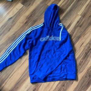 adidas blue 3 stripped hoodie
